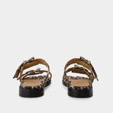 Feminine Sandals - Ganni - Denim - Printed