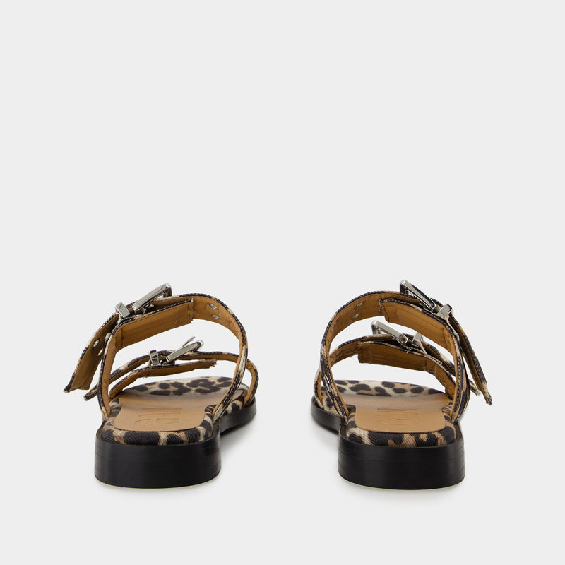 Feminine Sandals - Ganni - Denim - Printed