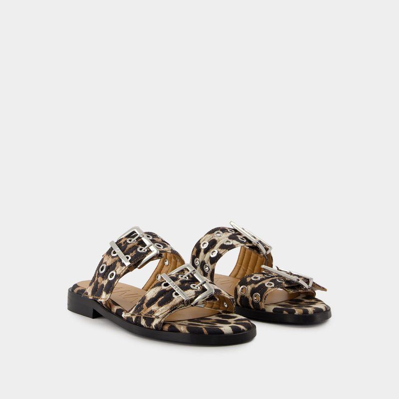 Feminine Sandals - Ganni - Denim - Printed