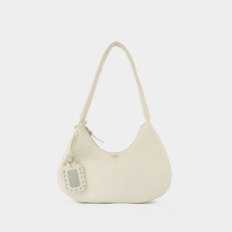 Bou Medium Shoulder Bag - Ganni - Leather - White