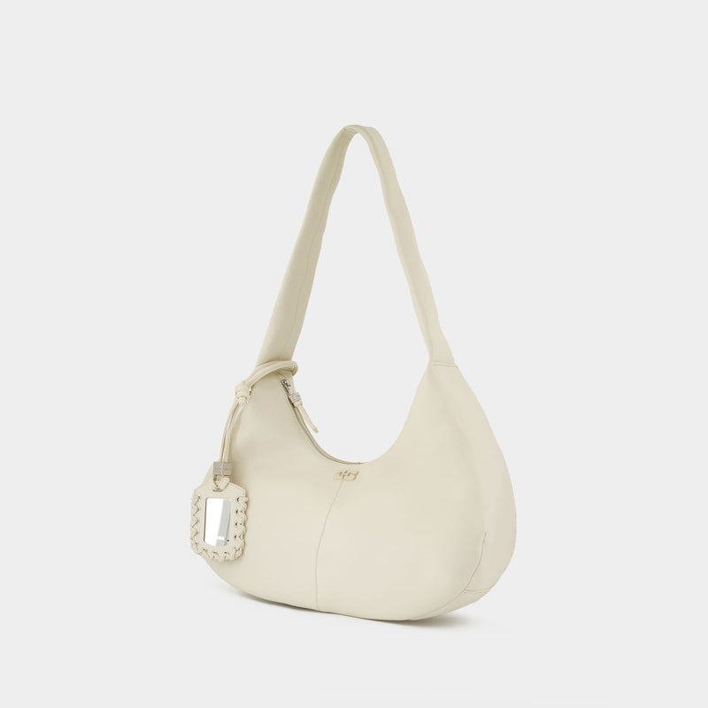 Bou Medium Shoulder Bag - Ganni - Leather - White