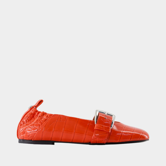 Butterfly Ballerinas  - Ganni - Leather - Orange