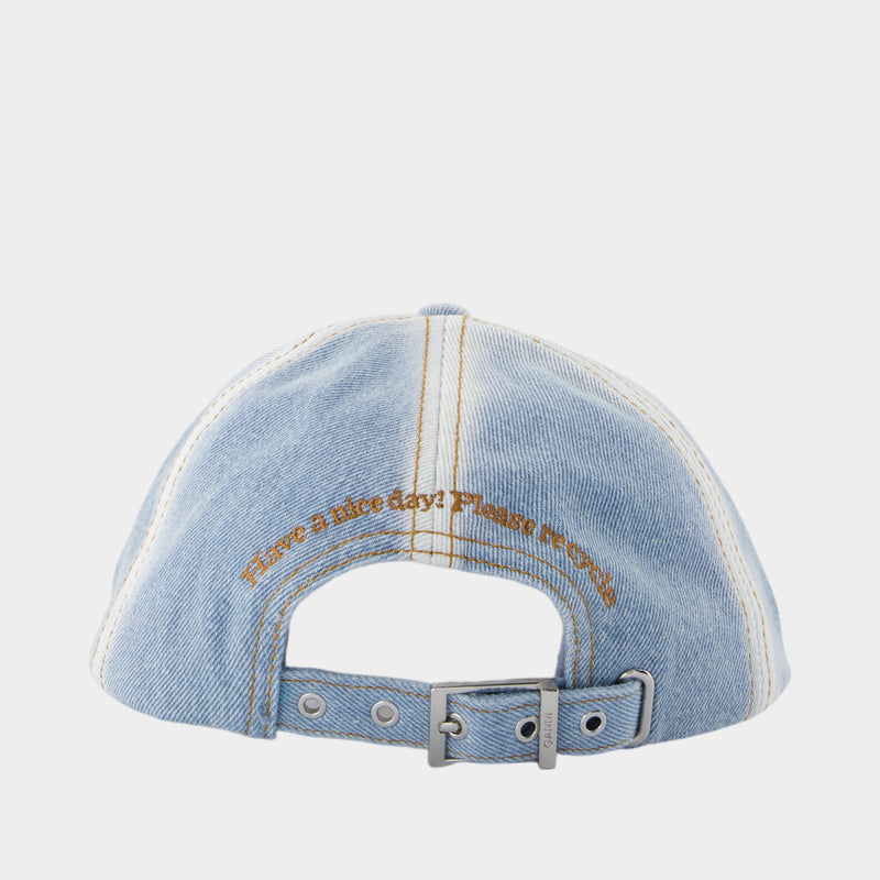 Cap - Ganni - Cotton - Blue