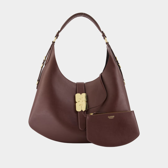 Kat Large Shoulder Bag - Ganni - Synthetic - Brown