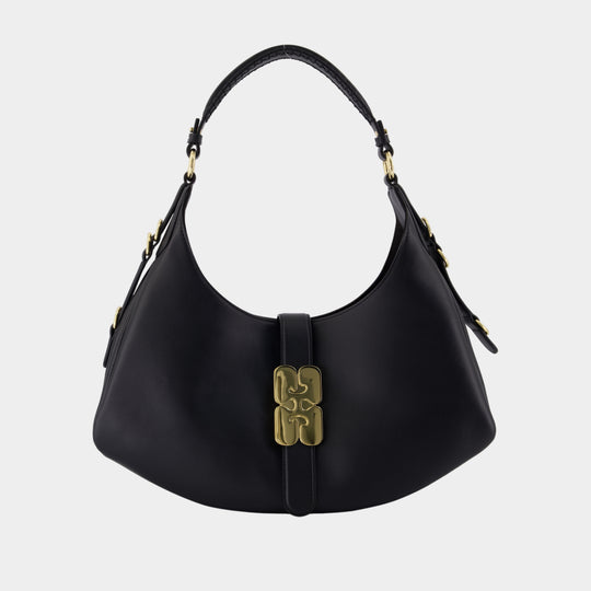 Kat Small Gold Shoulder Bag - Ganni - Leather - Black