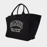 Xxl Pocket Shopper Bag - Ganni - Cotton - Black