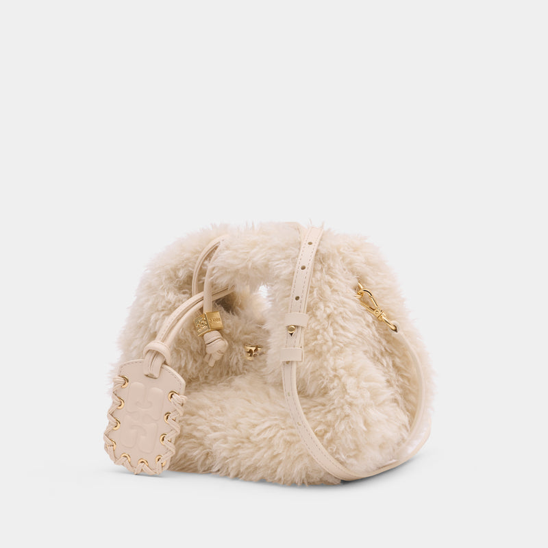 Mini Fur Purse - Ganni - Synthetic - White