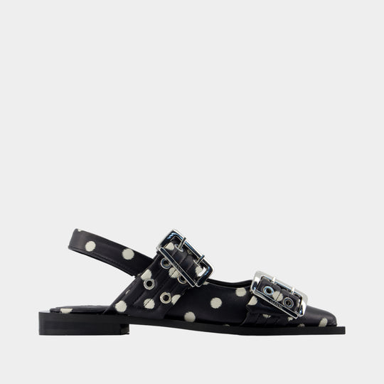 Ballerinas Feminine Buckle Pelinova - Ganni - Leather - Black