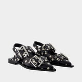 Ballerinas Feminine Buckle Pelinova - Ganni - Leather - Black