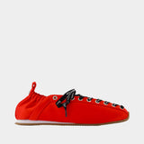 Lace Up Sporty Ballerinas - Ganni - Synthetic - Red
