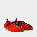 Lace Up Sporty Ballerinas - Ganni - Synthetic - Red
