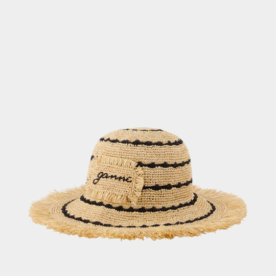Stripe Hat - Ganni - Raffia - Multi