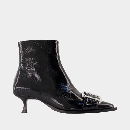 Buckle Low Boots - Ganni - Cotton - Black