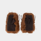 Straight Pile Mittens - Ganni - Wool - Brown