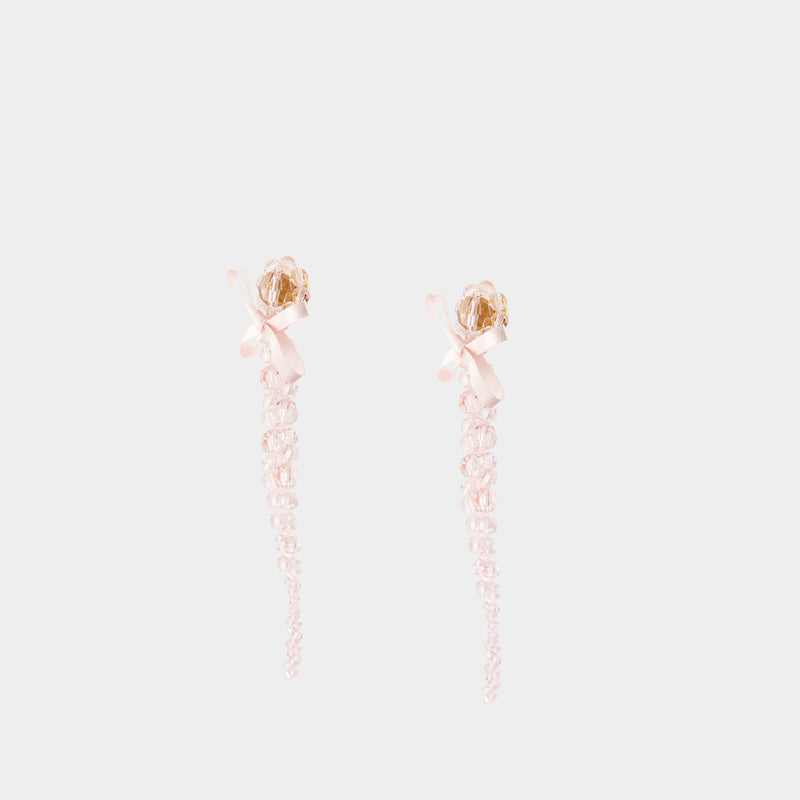 Petite Bow Drip Earrings - Simone Rocha - Crystal - Pink