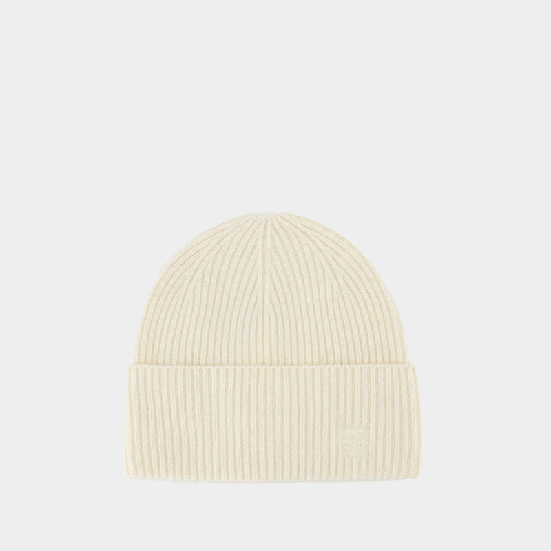 Ribbed Beanie - TOTEME - Wool - White