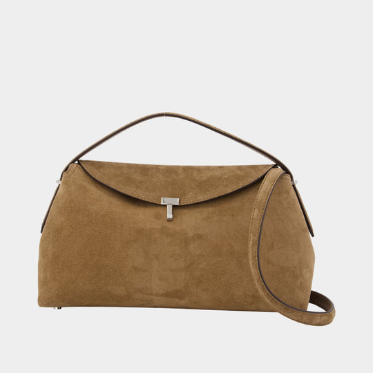 T-Lock Top Handle Purse - TOTEME - Leather - Brown