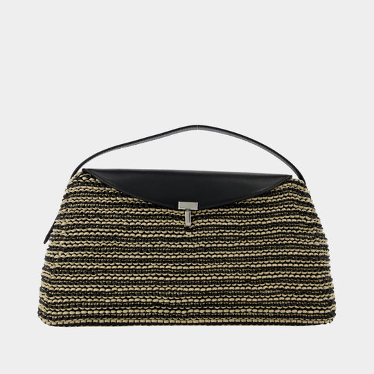 T-Lock Top Handle Purse - TOTEME - Leather - Black