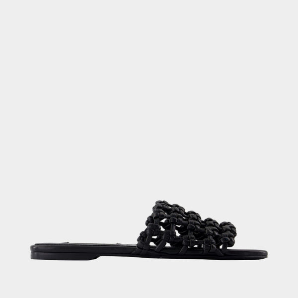 Braided Bandeau Sandals - TOTEME - Leather - Black