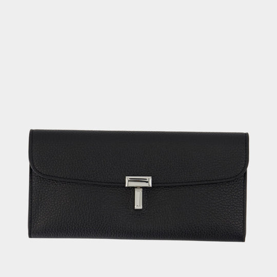 T-Lock Grained Coin Purse - TOTEME - Leather - Black