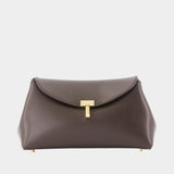 Mini T-Lock Clutch - TOTEME - Leather - Black