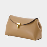Mini T-Lock Clutch - TOTEME - Leather - Brown