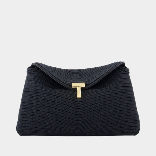 Mini T-Lock Rope Clutch - TOTEME - Canvas - Black