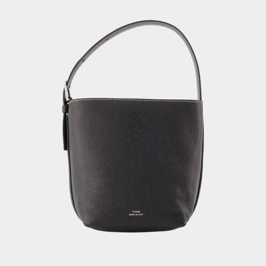Petite Belted Shopper Bag - TOTEME - Leather - Black