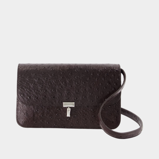 T-Lock Ostrich Crossbody - TOTEME - Leather - Burgundy