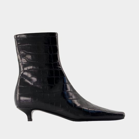 Slim Croco Ankle Boots - TOTEME - Leather - Black