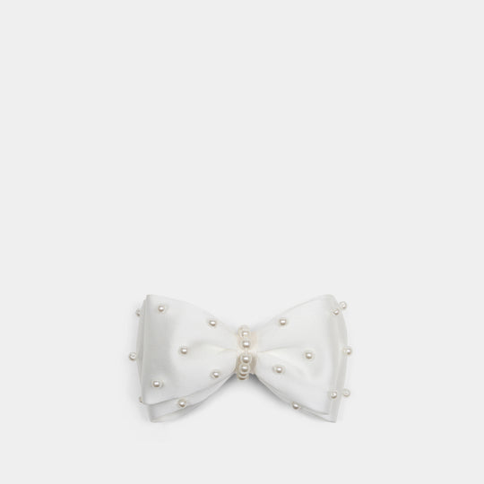 Pearl Bow Hair Clips - SELF PORTRAIT - Satin - Ivory