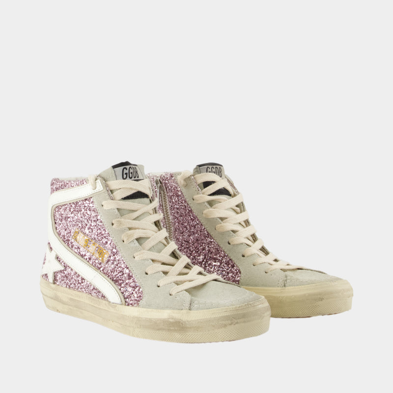 Slide Sneakers Golden Goose Deluxe Brand Leather Purple