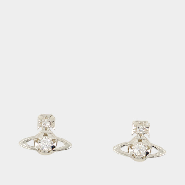 ‎‎viviennu Vivienne Westwood Earrings Pierced Crystal Silver Black NO