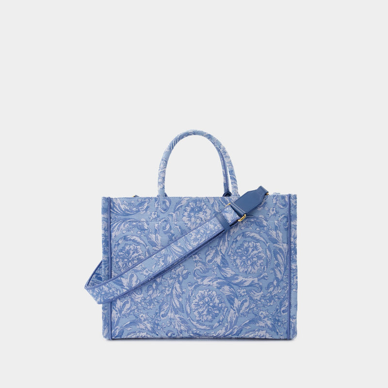 Large Jacquard Shopper Bag - Versace - Canvas - Blue