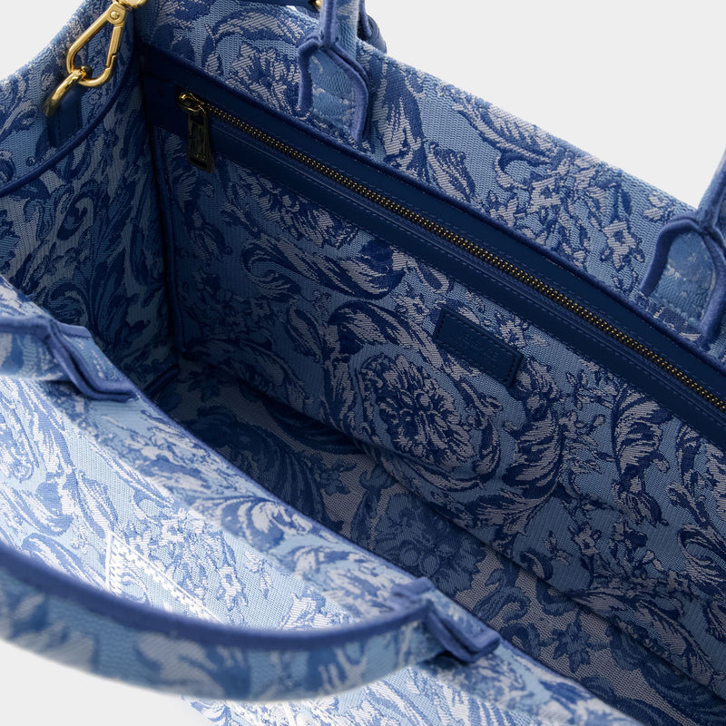Large Jacquard Shopper Bag - Versace - Canvas - Blue
