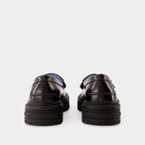 Loafers Calf Leather Flat Shoes - Versace - Calfskin - Black