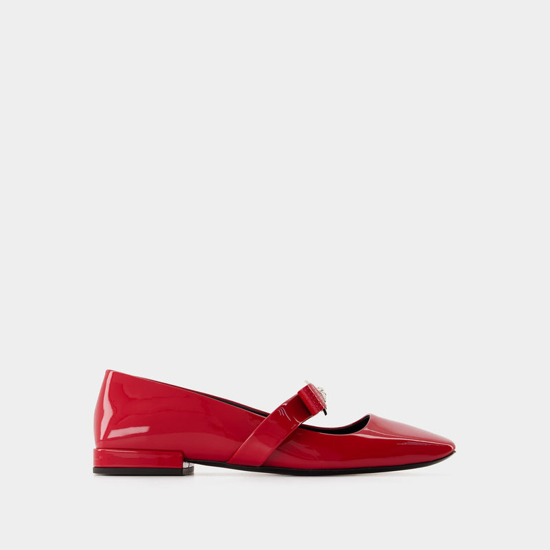 Versace Ribbon Leather Flat Shoes - Red Versace Ribbon Leather Flat Shoes - Red