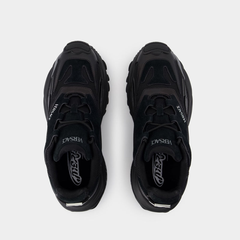 Low Top Sneakers - Versace - Leather - Black