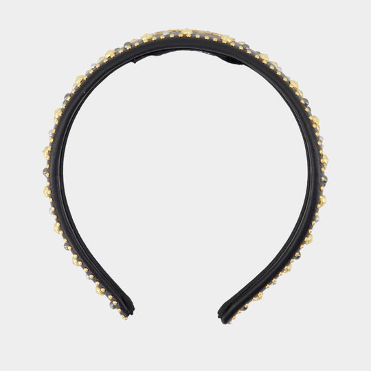 Lettering headband - Versace - Leather - Black