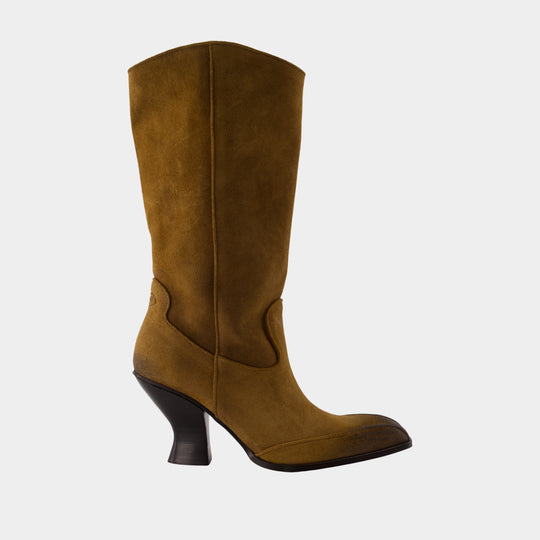 D-Luffy-75-Tube Ankle Boots - DIESEL - Leather - Khaki