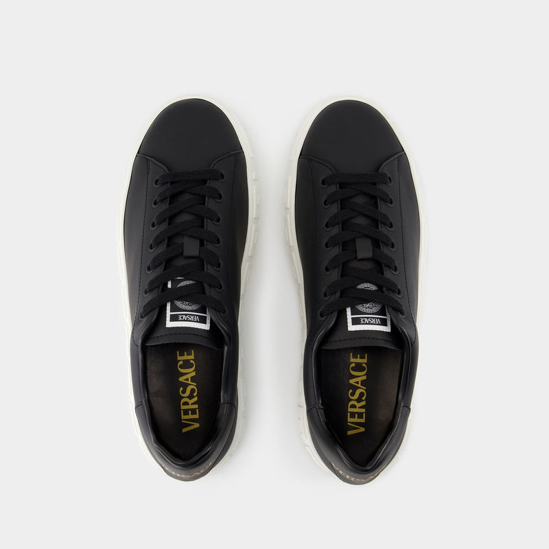 Sneakers - Versace - Leather - Black
