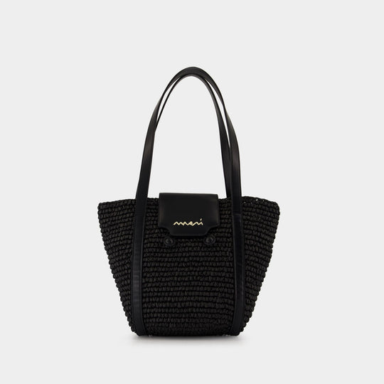 Small Shopper Bag - Marni - Raffia - Black