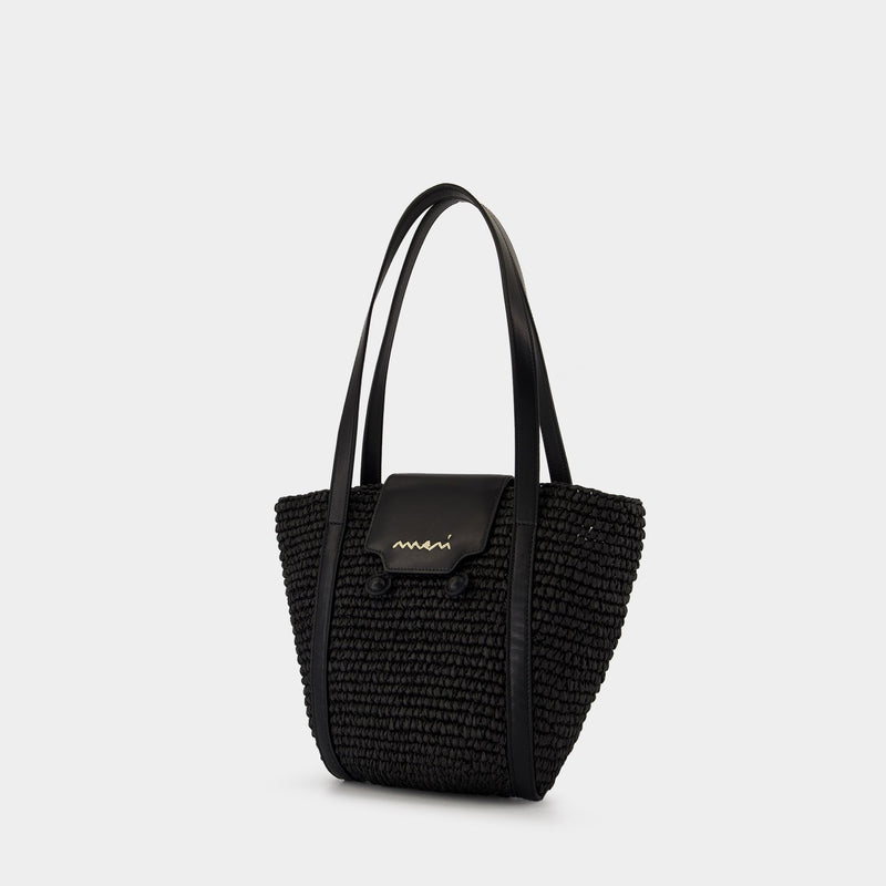 Small Shopper Bag - Marni - Raffia - Black