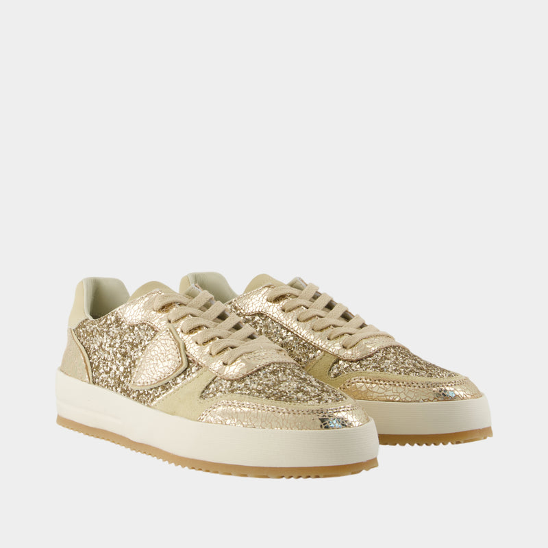 Sneakers Nice Low Woman - Philippe Model - Leather - Gold