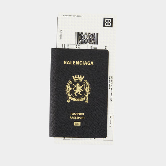 Passport Holder - Balenciaga - Leather - Black