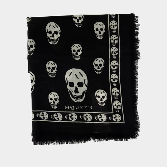 Skull Scarf - Alexander McQueen - Silk - Black
