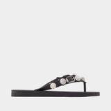 Cagole Thong Sandals - Balenciaga - Strass - Black
