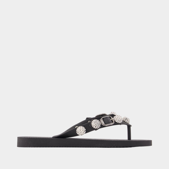 Cagole Thong Sandals - Balenciaga - Strass - Black