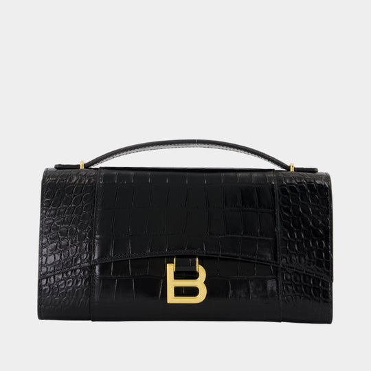Hourglass Clutch - Balenciaga - Leather - Black