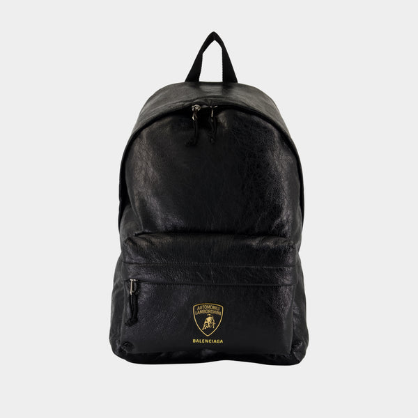 balenciaga black leather backpack "Explorer" casual - Men 3 x h18 Balenciaga City Black Leather Backpack